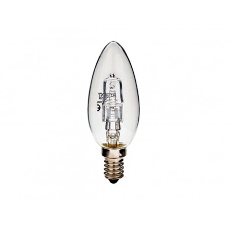 LAMPADA OLIVA ALOGENA E14 18W 230V TRASPARENTE ( DURALAMP cod. 03718 )