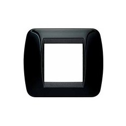 Living Int - Placca 2 Posti Nero Solid ( BTICINO cod. L4802NR )