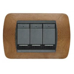 Living Int - Placca 3P Legno N ( BTICINO cod. L4803LNC )