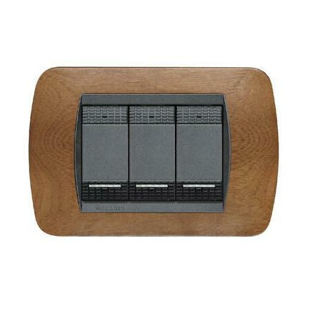 Living Int - Placca 3P Legno N ( BTICINO cod. L4803LNC )
