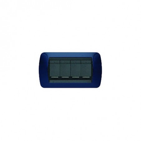 Living Int - Placca 4 Posti Blu Solid ( BTICINO cod. L4804BD )