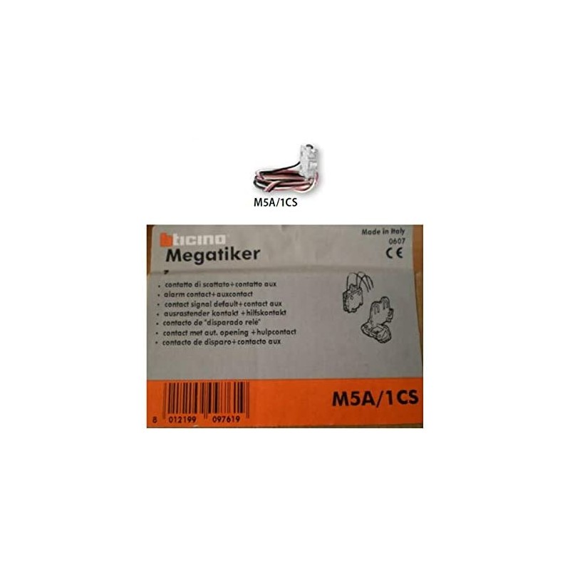 Megatiker - 1 Contatto Aux Con Adattatore ( BTICINO cod. M5A/1CS )