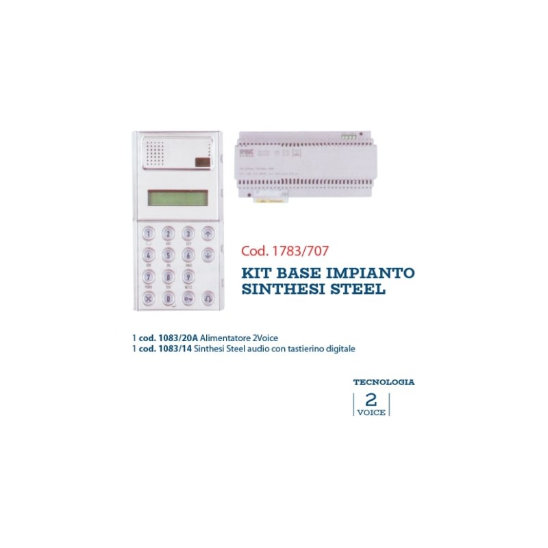 Kit Base Digit 2Voice Steel ( URMET cod. 1783/707 )