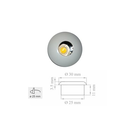 Faretto Led 350Ma 1W Metal Bianco 4000°K ( LAMPO cod. TC02M/BI/BN )