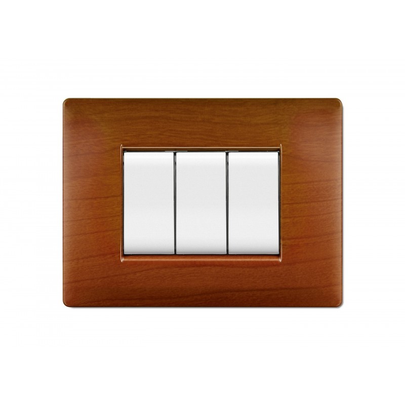 Placca Mylife Q 3 Moduli Legno Chiaro ( ELETTROCANALI cod. ECL2883LC )