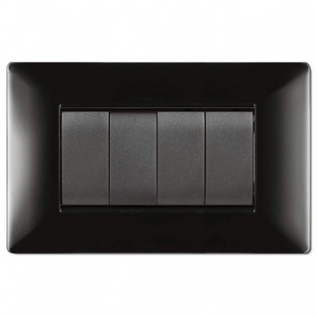 Placca Mylife Q 4 Moduli Nero ( ELETTROCANALI cod. ECL2884N )