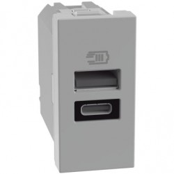 Matixgo - Caricatore Usb Ac 1M Grigio ( BTICINO cod. JG4191AC )