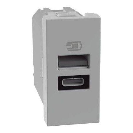 Matixgo - Caricatore Usb Ac 1M Grigio ( BTICINO cod. JG4191AC )