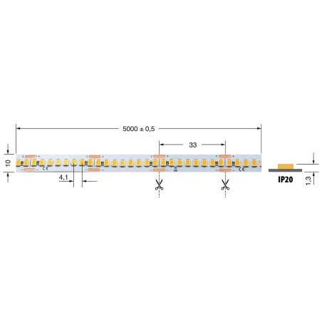 Striscia Led 5M 13W/M Bn 24V Ip20 - 4000°K ( ELCART cod. 186200200 )