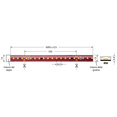 Striscia Led 5M 17W/M Bn 220V Ip65 5M 4000°K ( ELCART cod. 187000200 )