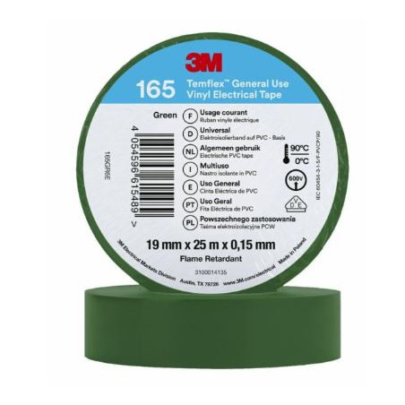 Nastro Isolante Temflex 165 19Mm X 25M Green ( 3M cod. 7100184813 )