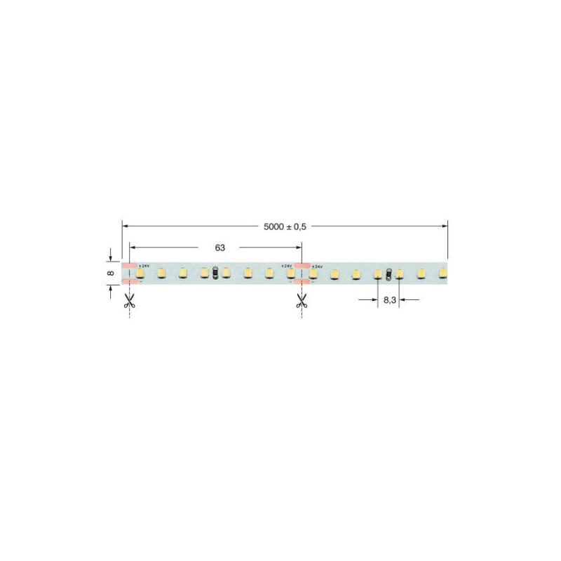 Striscia Led 8W/M Bf 24V Ip20 ( ELCART cod. 186100400 )