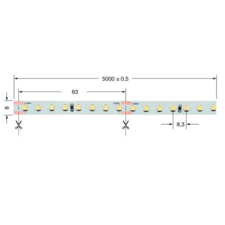 Striscia Led 8W/M Bf 24V Ip20 ( ELCART cod. 186100400 )