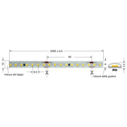 Striscia Led 5M  8W/Mt 24V...